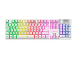 TECLADO MICRONICS NEON+ MIC K709W MULTIMEDIA USB LED WHITE - 1