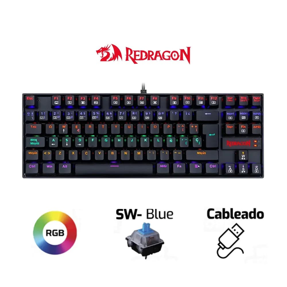 TECLADO MECANICO REDRAGON KUMARA BLACK SWITCH BLUE